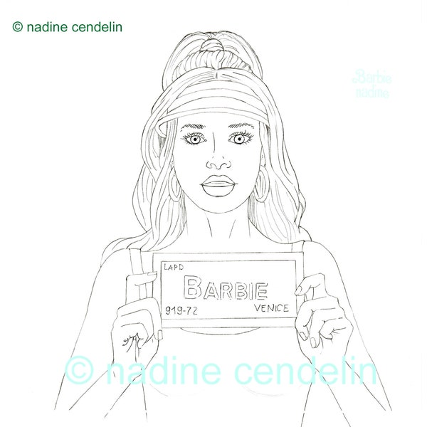 Barbie coloring page Venice Margot Robbie figurine to color fashion illustration for the film drawing illustration fashion model coloring page