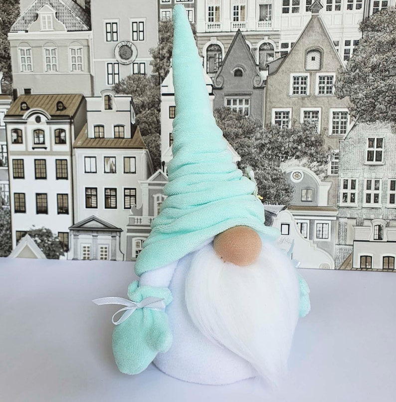 Scandinavian mint gnome with a flower Birthday gift Etsy