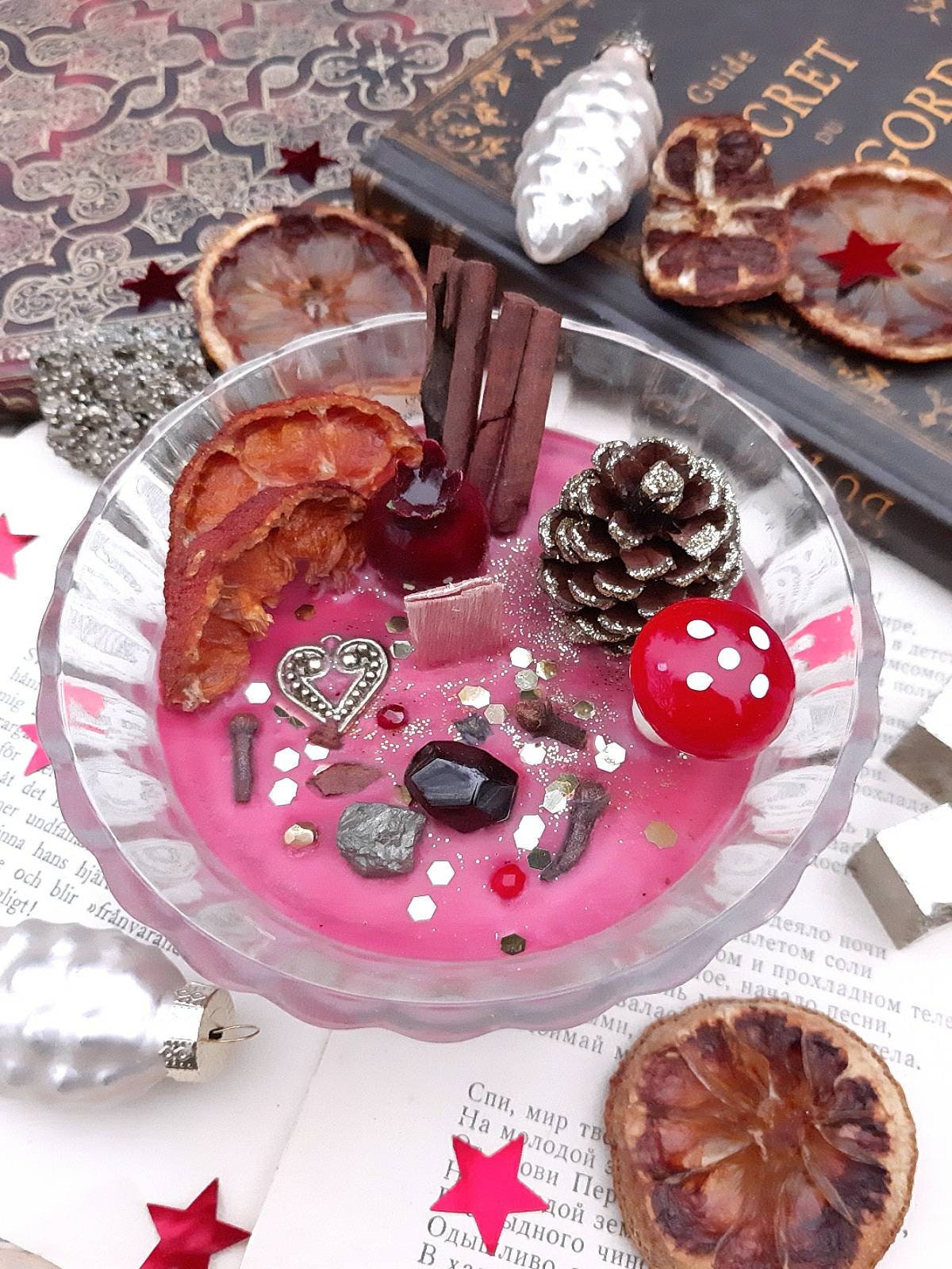 Bougie Parfumée de Noël Senteur Pomme d'amour et Épices