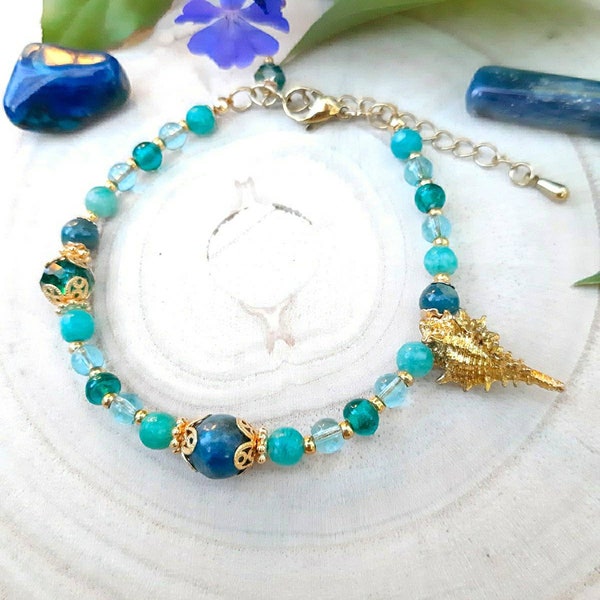 Bracelet bleu estival en Apatite et Amazonite