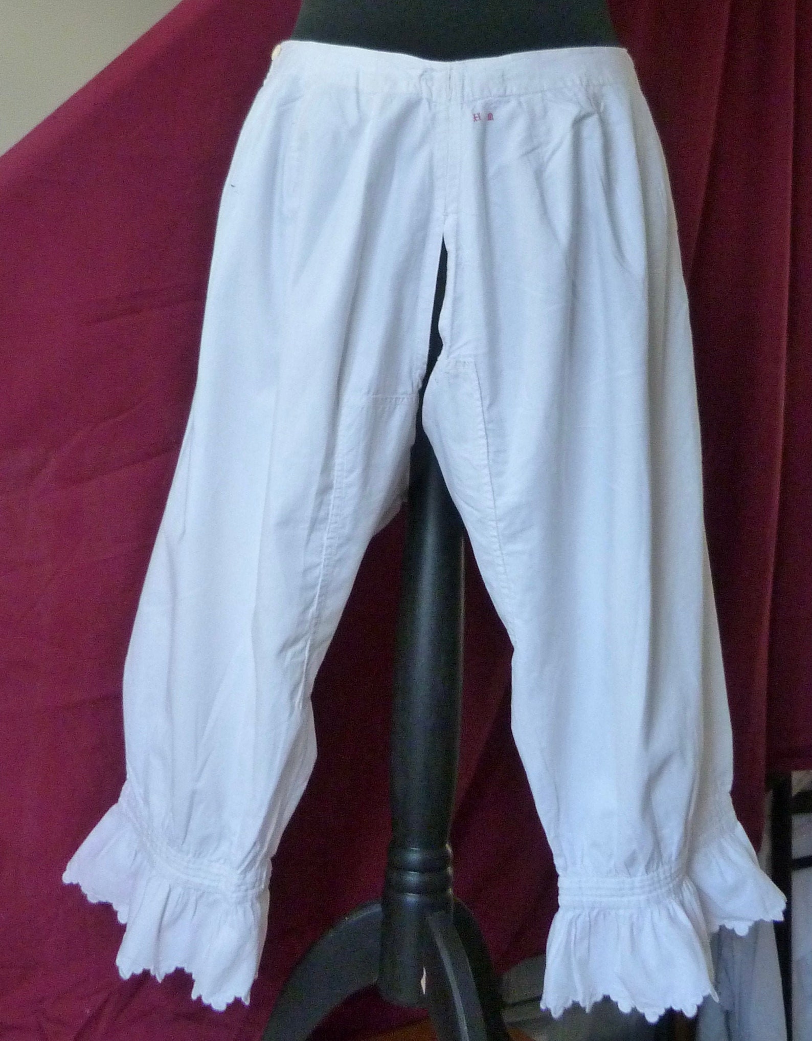 C1900's French White Cotton Long Bloomers Monogram H.M. - Etsy New Zealand
