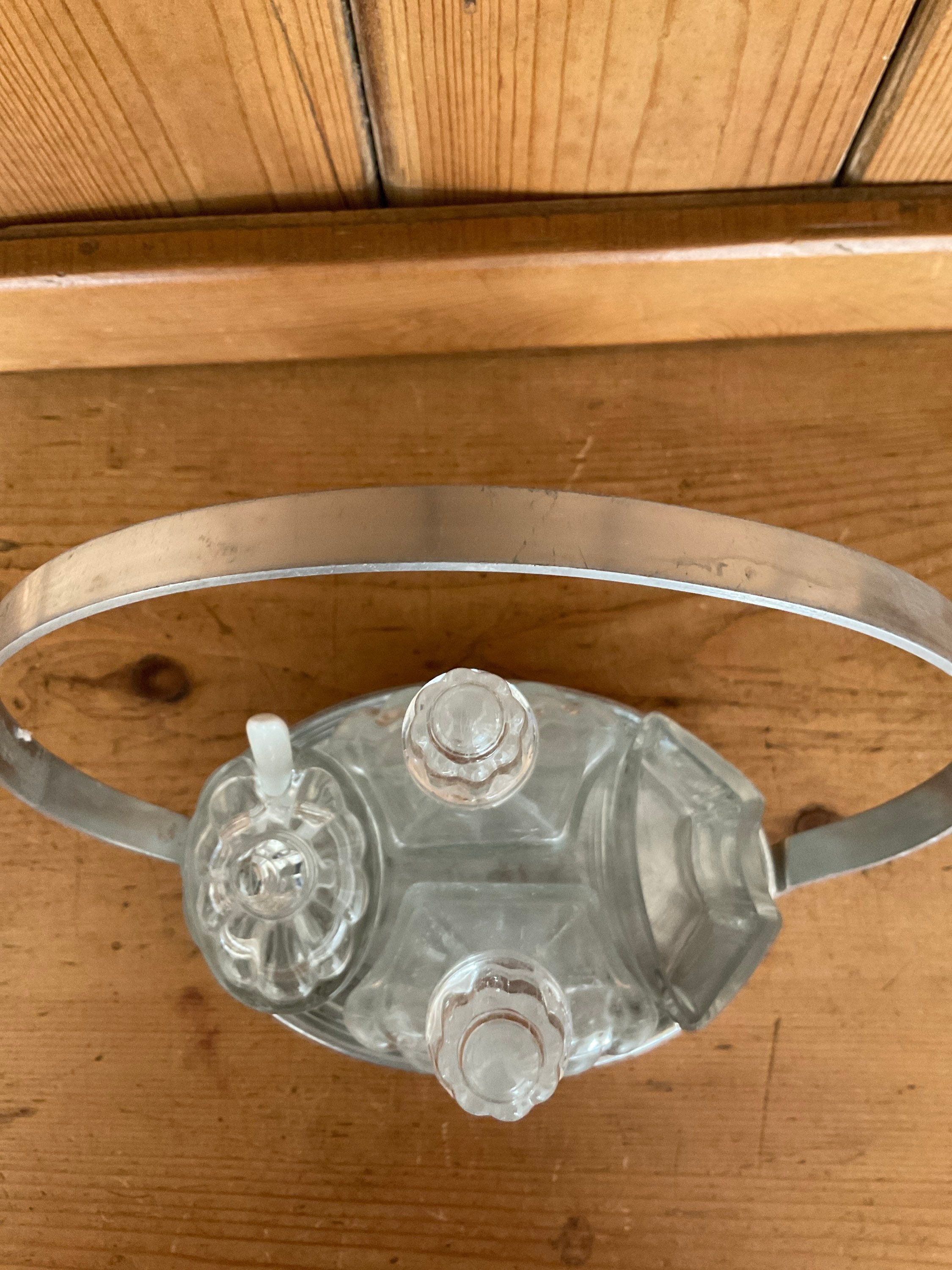 Retro Cruet Set Vintage Caddy Set French Crystal Glass Etsy