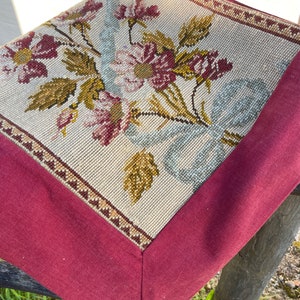 antique tapestry french hand sewn top valance for c1800&#39;s bed. top valance.