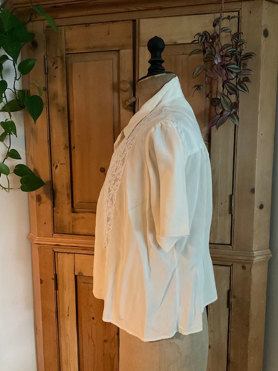 Vintage French Pure Silk C1930's Cream Blouse Lac… - image 10