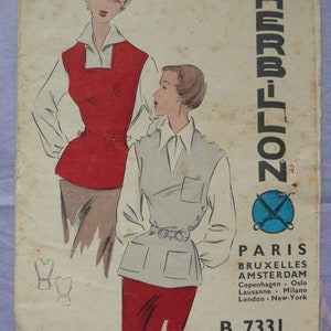 Rare Vintage 1950&#39;s Tunic Overshirt French Herbillon Dressmaking Pattern  B7331 FR 40-44. Uncut