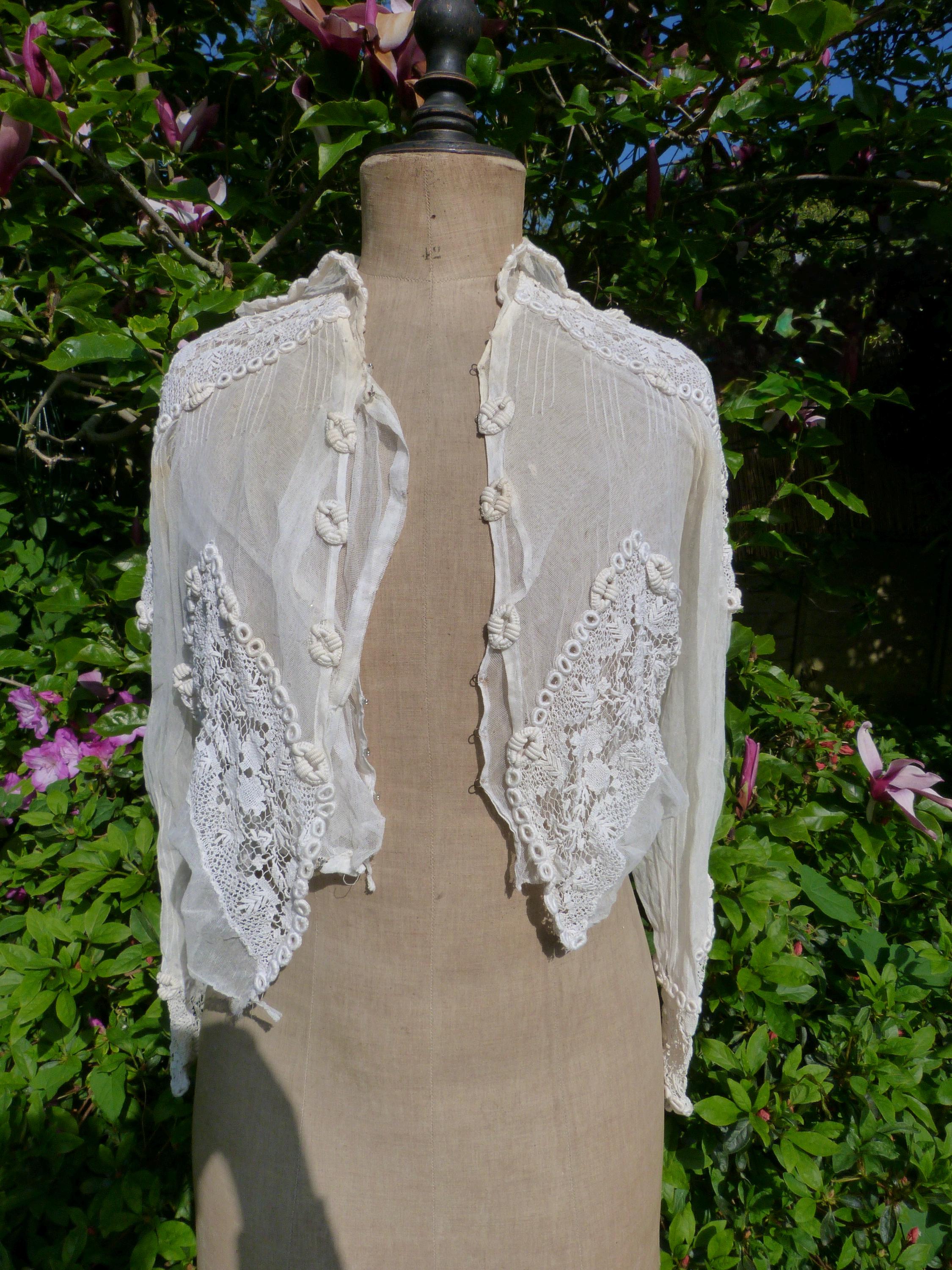 Rare Antique French White Lace Blouse Early 19thC