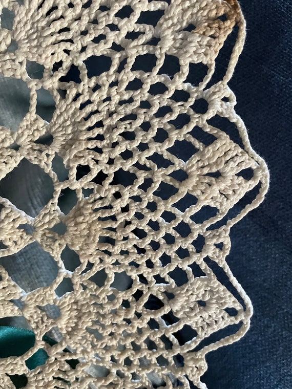 Antique Hand Made French Crochet Lace Boater Summ… - image 9