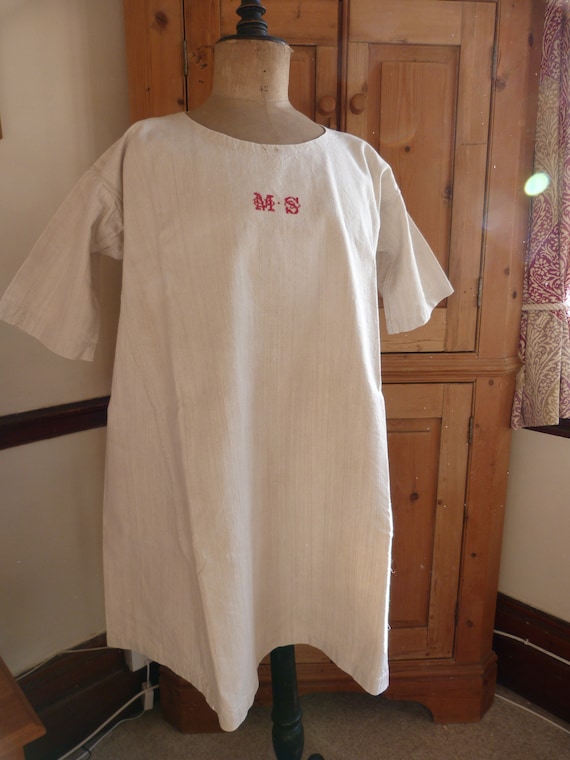 C1900 White Nightdress, French Chanvre Hemp Flax,… - image 1