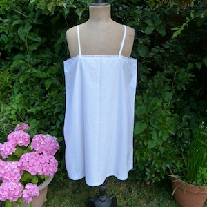antique c1920 french white cotton slip nightdress with crochet lace very pretty