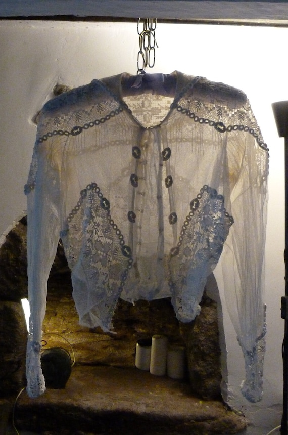 Rare Antique French White Lace Blouse Early 19thC