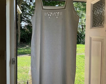 1930s Vintage Cotton Nightdress: French Broderie Anglaise, Monogram J.D.