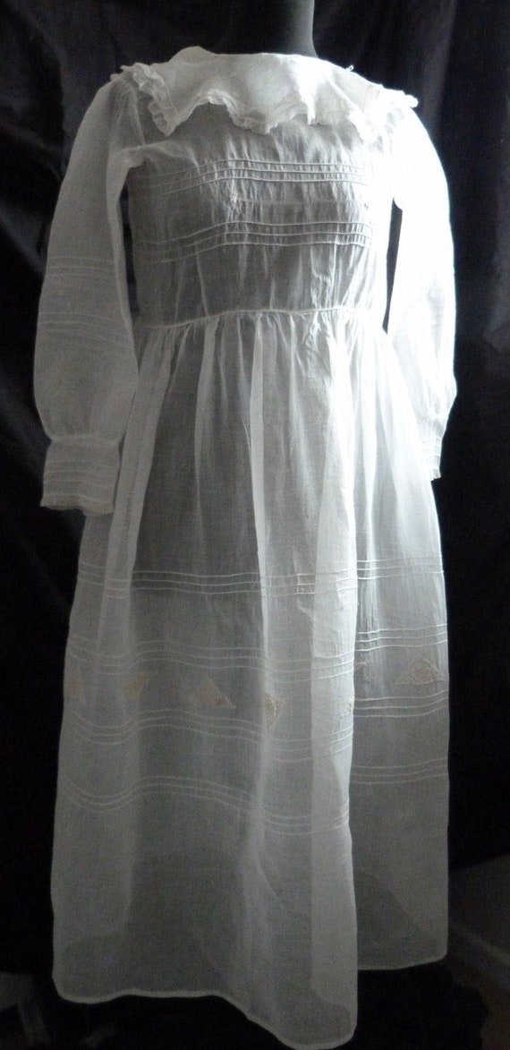 C1800's French Cotton Lawn Occasion Dress, Hand Ma