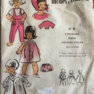 vintage 1960’s baby dress pattern “patron immediat” uncut 1-2yrs rare