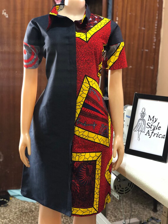 Shirt Dress Ankara Dress African Prints Jeans Dress Etsy UK