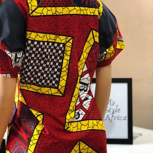 Denim Shirt Dress with Ankara African Print 3139-F main image 1