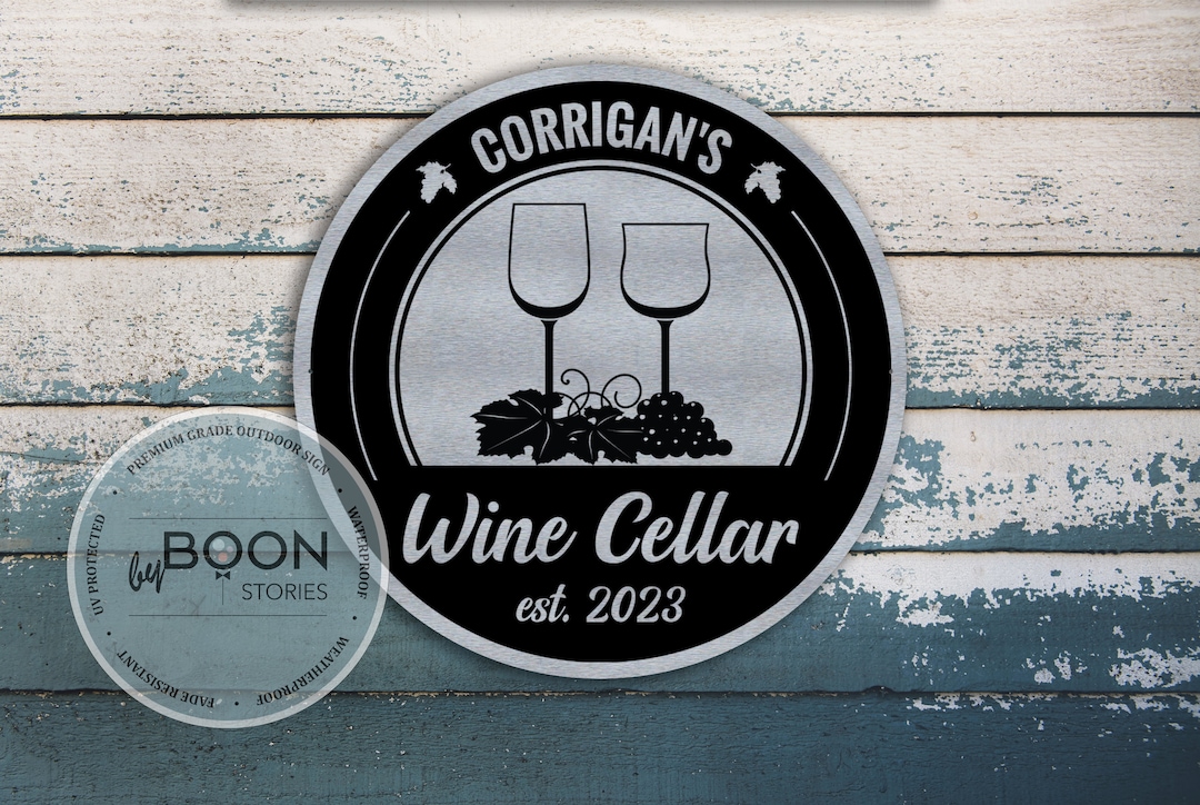 Custom Wine Cellar Sign Family Wine Cellar Sign Metal Wine Room Sign Last Name Bar Decor Custom