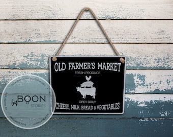 Letrero personalizado para mercado de agricultores: decoración vintage de granja
