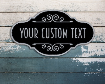 Custom Text Sign |  Customisable Plaque | Personalised Sign | Vintage Frame Sign | Custom Metal Sign | Brushed Metal Plaque Sign