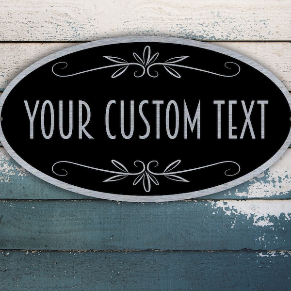SILVER Custom Text Sign | Custom Text Plaque | Personalised Sign | Personalised Plaque | Custom Metal Sign | Metal Sign | Brushed Metal Sign