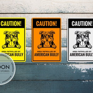 Segno di bullo americano personalizzato / Area pattugliata dal segno di bullo americano / Segno di metallo del cane di attenzione / Segno di avvertimento riflettente / Segno amante del cane