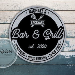 Custom Bar And Grill Sign | Bar Sign | Personalized Sign | Bar Decor | Man Cave Sign | Custom Gift | Father&#39;s Day Gift | Family Gift Sign