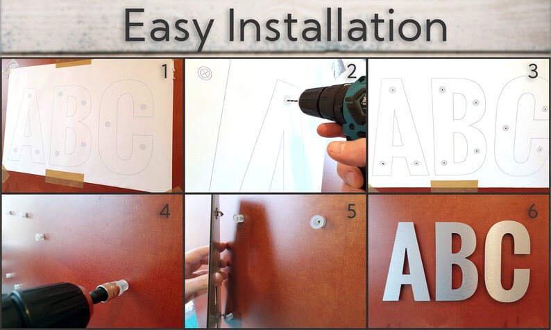 Installation Lettering Modern Floating Metal Letters | Custom Address Numbers, Housewarming ...
