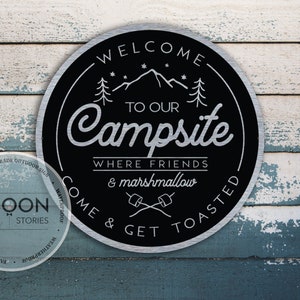 Personalisiertes Willkommen auf unserem Zeltplatz | Camping Schilder | Personalisiertes Zeichen | Camfire Zeichen | Individuelles Geschenk | Vatertags Geschenk | Familie Geschenk-Zeichen