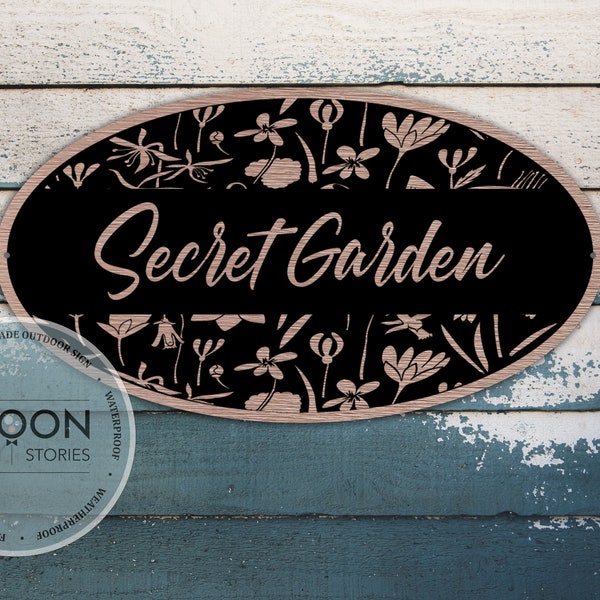 Plaque Jardin Secret personnalisée | Ovale personnalisée | Enseigne de jardin | Cadeaux personnalisés pour elle | Cadeaux personnalisés | Enseigne vintage