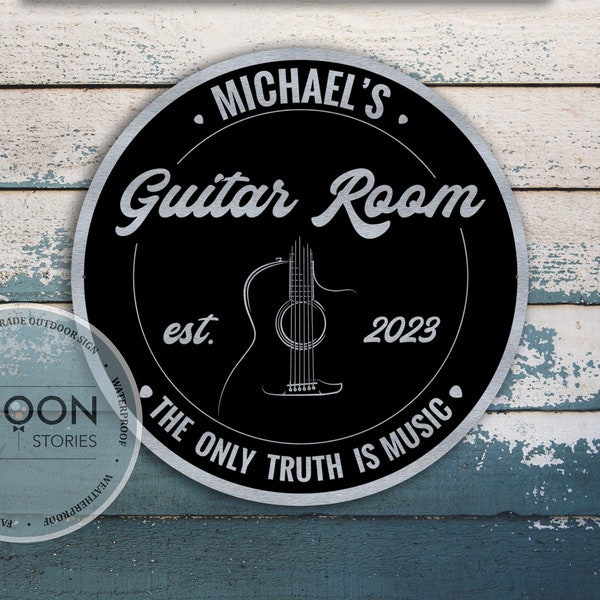 Custom Guitar Room Sign | Gift for Musician | Round Music Room Sign | Musician Name Sign | Music Lover Sign | Custom Gift | Music Room Decor