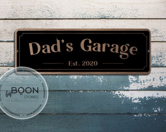 Custom Dad's Garage Sign | Dads Workshop Sign | Decor For The Garage | Custom Metal Sign | Man Cave Sign | Custom Gift | Father's Day Gift