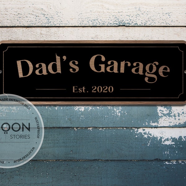 Custom Dad's Garage Sign | Dads Workshop Sign | Decor For The Garage | Custom Metal Sign | Man Cave Sign | Custom Gift | Father's Day Gift