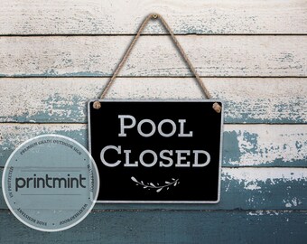 Pool Closed Hanging Metal Sign | Swimming Pool Door Plaque