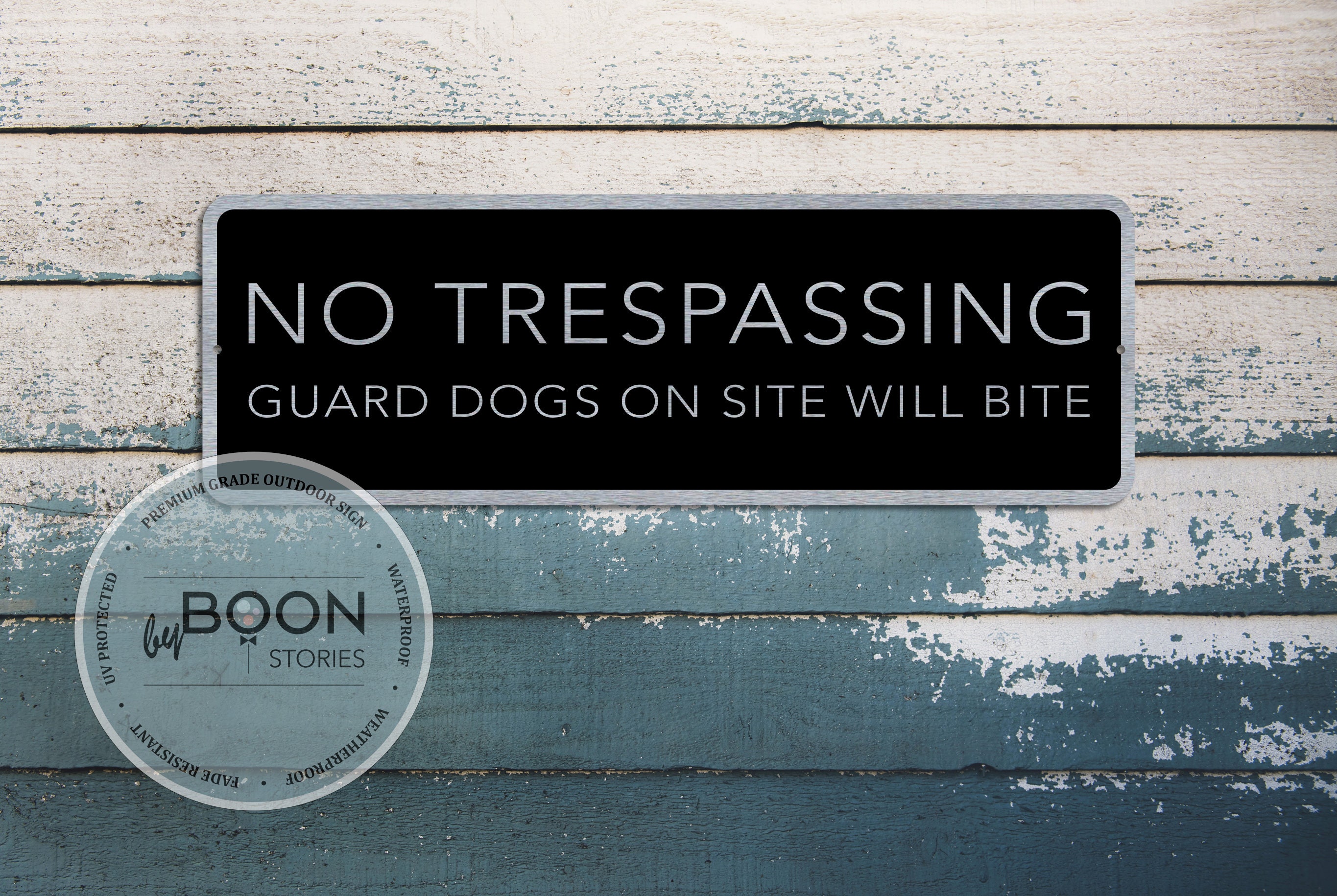 Dogs On Premises Schild - 25,4 X 17,8 Cm, Aluminium, Reflektierend, Für Garten/Zaun