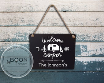 Custom Welcome To Our Camper Sign | Custom Camper Hanging Sign | Custom Design Sign | Custom Porch Sign | Camper Life Sign | Metal Sign