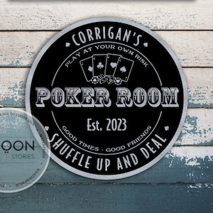 Benutzerdefinierte Pokerraum Zeichen | Metall-Poker-Zeichen | Spielzimmer Zeichen | Benutzerdefinierte Männerhöhle | Bar Schild | Personalisiertes Zeichen | Poker Raum Dekor | Kundenspezifisches Geschenk