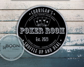 Anpassad metallskylt för pokerrum: Personlig man cave-dekor