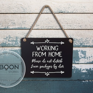&quot;&quot;Working from home&quot;&quot; Zeichen: Türschild aus Aluminium.&quot;