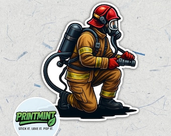 Firefighter vinyl sticker - fireman decal - heroic design - rescue gear sticker