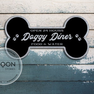 Custom Doggy Diner Sign | Funny Doggy Diner Sign | Dog Food Station Sign | Dog Home Decor | Custom Dog&#39;s Name Sign | Custom Metal Sign