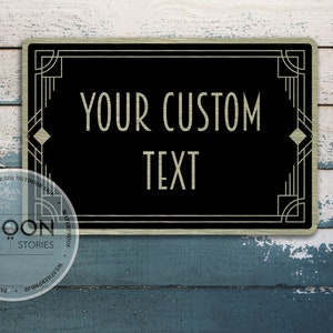 Custom Art Deco Metal Sign: Personalized Speakeasy Bar Decor