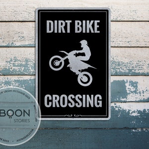 Custom Dirt Bike Crossing Sign | Motorcycle Theme Sign | Custom Xing Sign | Man Cave Sign | Personalised Sign | Street Sign | Traffic Sign