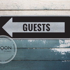Custom Gusts Directional Arrow Sign | Custom Text Plaque | Personalised Gift | Directional Entrance Sign | Custom Metal Sign | Road Sign