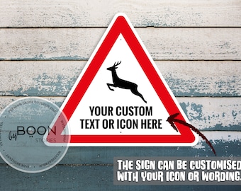 Custom Text Road Sign: Personalized Metal Triangular Icon