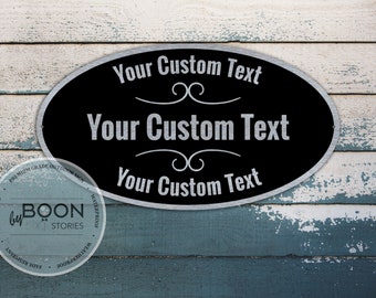 OVAL Custom Text Sign | Custom Text Plaque | Personalised Sign | Personalised Plaque | Custom Metal Sign | Metal Sign | Brushed Metal Sign