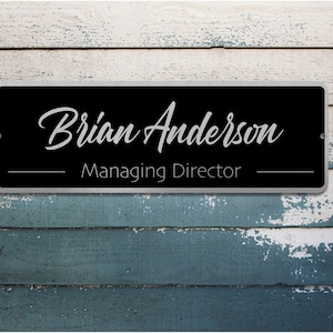 Custom Door Name Plaque Sign | Custom Modern Metal Sign | Custom Name Tag | Metal Sign | Door Sign | Custom Plaque | Brushed Steel Plaque