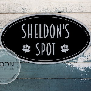 Custom Dog Spot Sign | Oval Dog Name Sign | Dog Name Sign | Pet Accessories | Dog Kennel Sign | Dog House Accessories | Outdoor Metal Sign