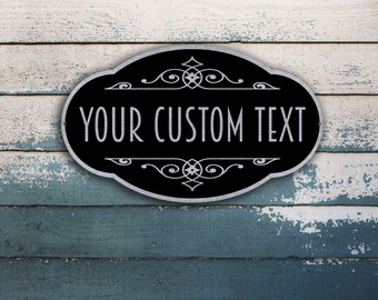 Custom Text Sign |  Customisable Plaque | Personalised Sign | Vintage Frame Sign | Custom Metal Sign | Brushed Metal Plaque Sign