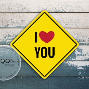 Cartello Ti amo / Cartello cuore personalizzato / Cartello personalizzato per San Valentino / Cartello metallico personalizzato / Cartello stradale personalizzato / Cartello stradale / Cartello stradale