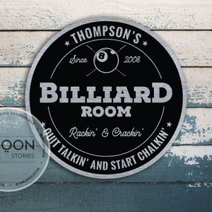 Custom Billiard Room Sign | Billiard Sign | Personalized Sign | Bar Sign | Man Cave Decor | Custom Gift | Father&#39;s Day Gift | Family Gift