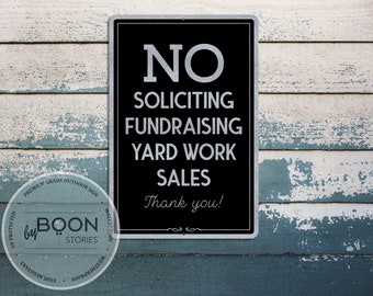 Custom No Soliciting Sign: Brushed Metal, Personalized
